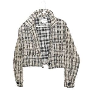 MyStyle Women's Cropped Button-Up Tweed Jacket Size L